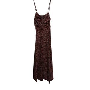 NWT Urban Outfitters Women's Orange Black Geometric Printed Midi Dress Size XS